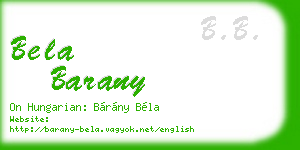 bela barany business card