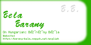 bela barany business card